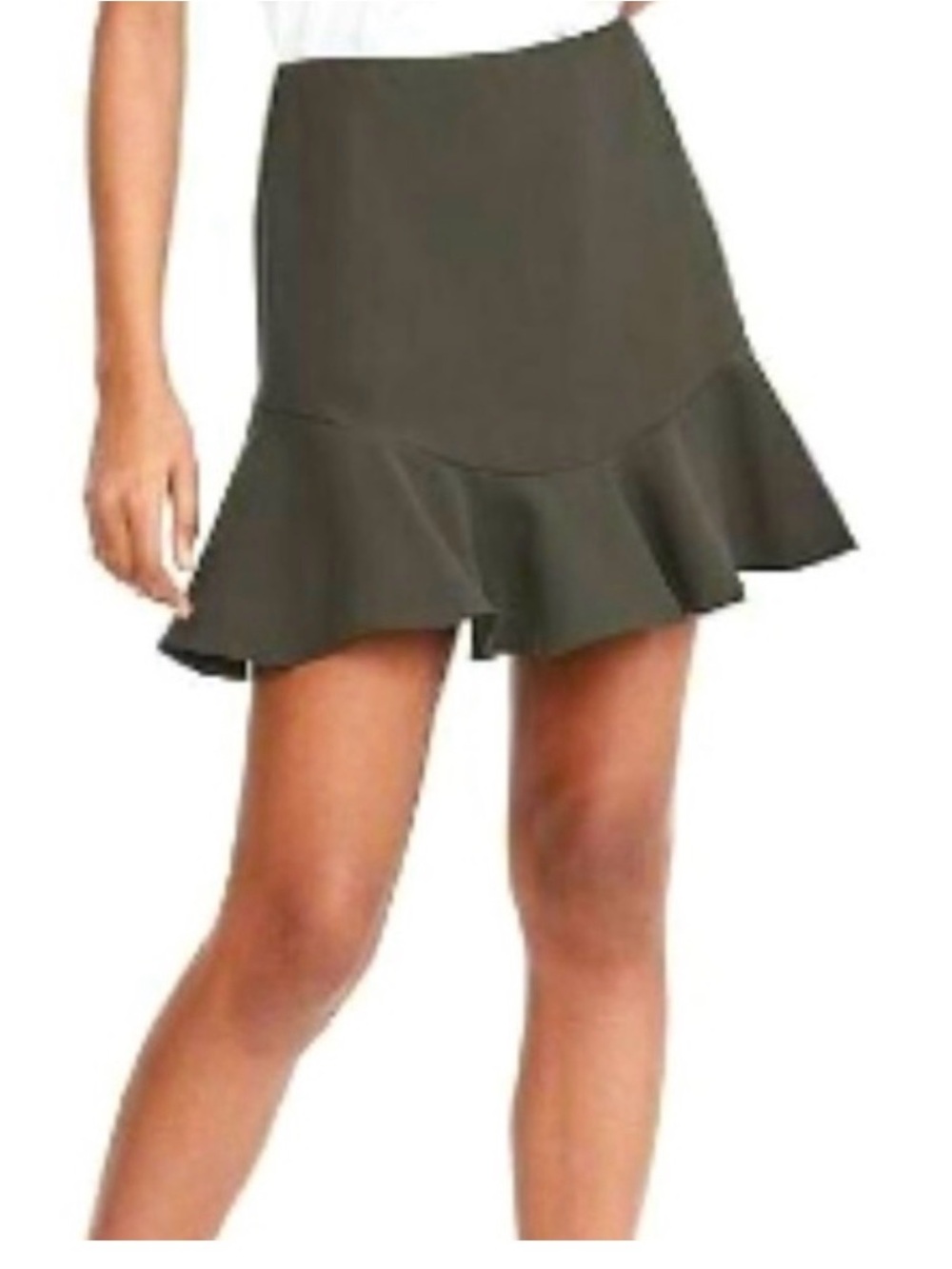 Banana Republic Olive Ruffle-Hem Mini Skirt